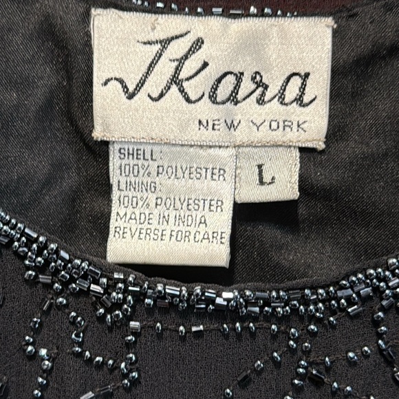 J Kara Vintage Elegant Black Beaded Chiffon jacket & Cami 2 Piece Top Size L - Picture 11 of 11